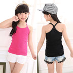 Summer Cotton Girls Vest Solid Color Kids Tanks